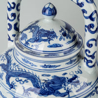 Chinese Large Blue And White Dragon Teapot