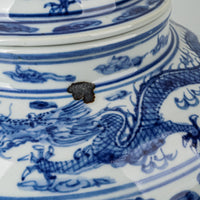 Chinese Large Blue And White Dragon Teapot