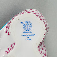 HEREND Figurine Love Birds 5059 Fishnet Blue And Pink