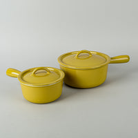 FE BELGIUM Descoware Yellow Enamel Cast Iron Sauce Pans Set of 2 - 4 Pieces