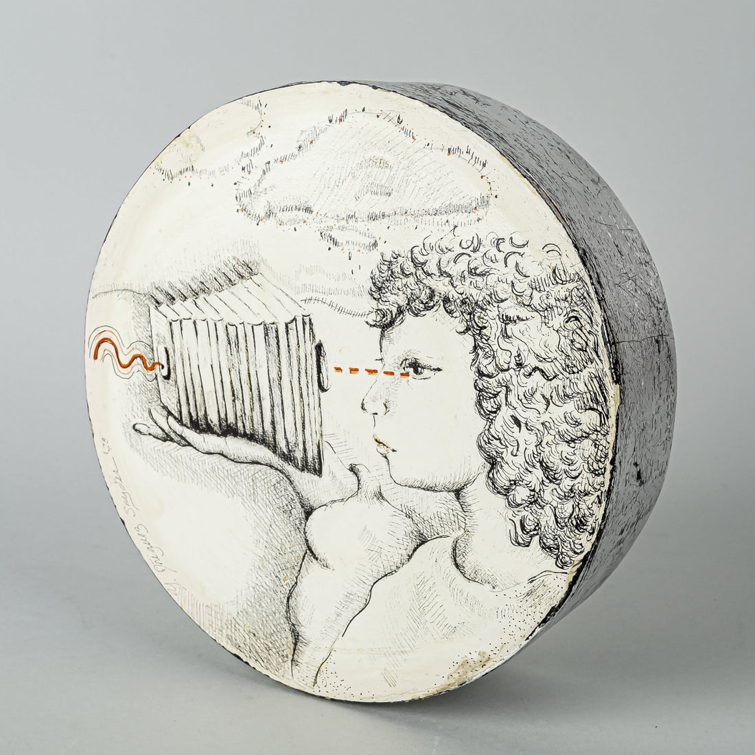 Yolanda Iniquez Snyder (Mexican 1950) Illustrated Tambourine