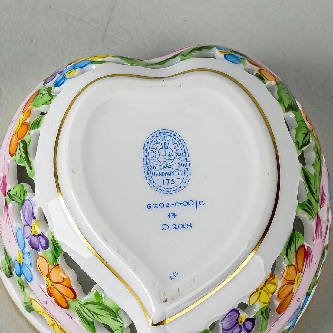 HEREND Heart Box Open Work Floral 6202