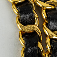 CHANEL Vintage 24K Gold Plate Chain Leather Double Belt