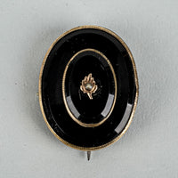 Gold Tone French Jet Seed Pearl Mouring Brooch