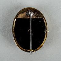 Gold Tone French Jet Seed Pearl Mouring Brooch