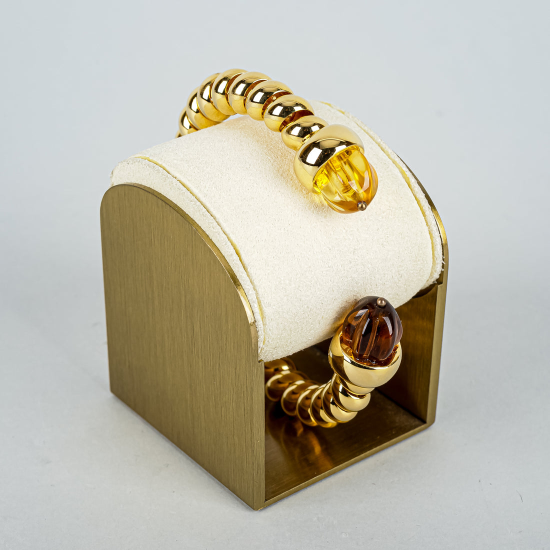 MONET Gold-Tone Brown Orange Resin Cuff Bracelet