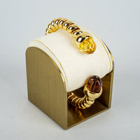 MONET Gold-Tone Brown Orange Resin Cuff Bracelet