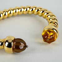 MONET Gold-Tone Brown Orange Resin Cuff Bracelet