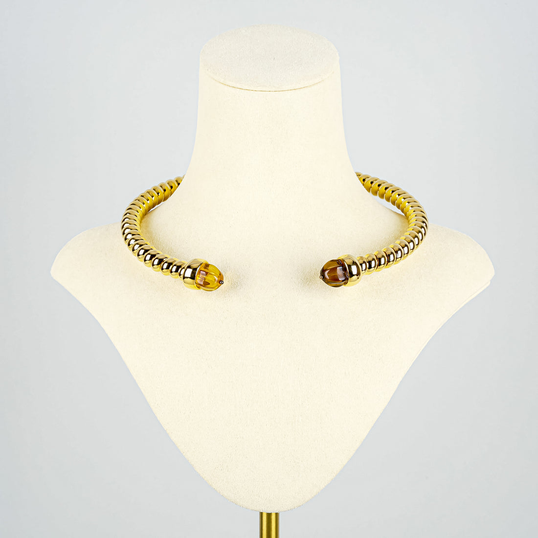 MONET Gold-Tone Brown Orange Resin Torque Necklace