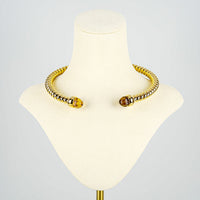 MONET Gold-Tone Brown Orange Resin Torque Necklace