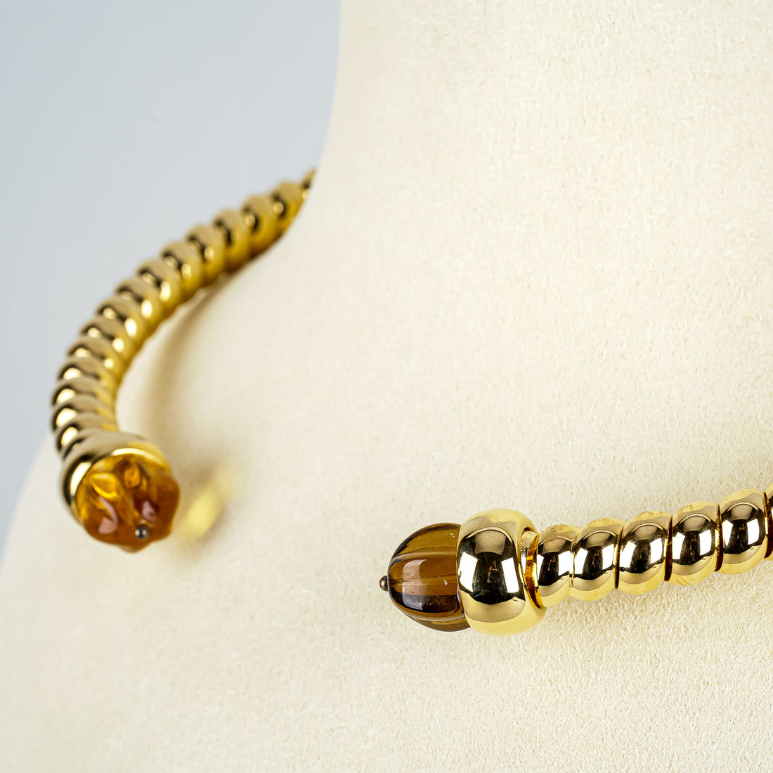MONET Gold-Tone Brown Orange Resin Torque Necklace