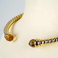 MONET Gold-Tone Brown Orange Resin Torque Necklace