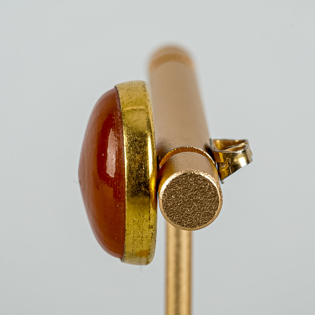 Vintage Russian Gilt Amber Cabochon Earrings