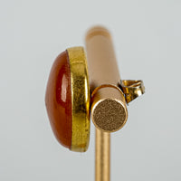 Vintage Russian Gilt Amber Cabochon Earrings