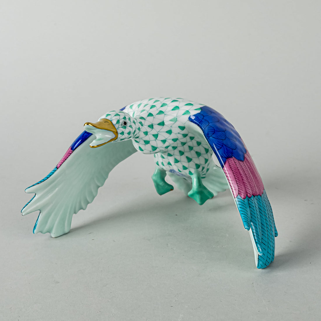 HEREND Figurine Wild Duck 15622 Fishnet Green