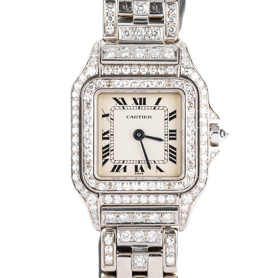CARTIER 18K White Gold And Diamond Panthere Ladies Watch 22mm