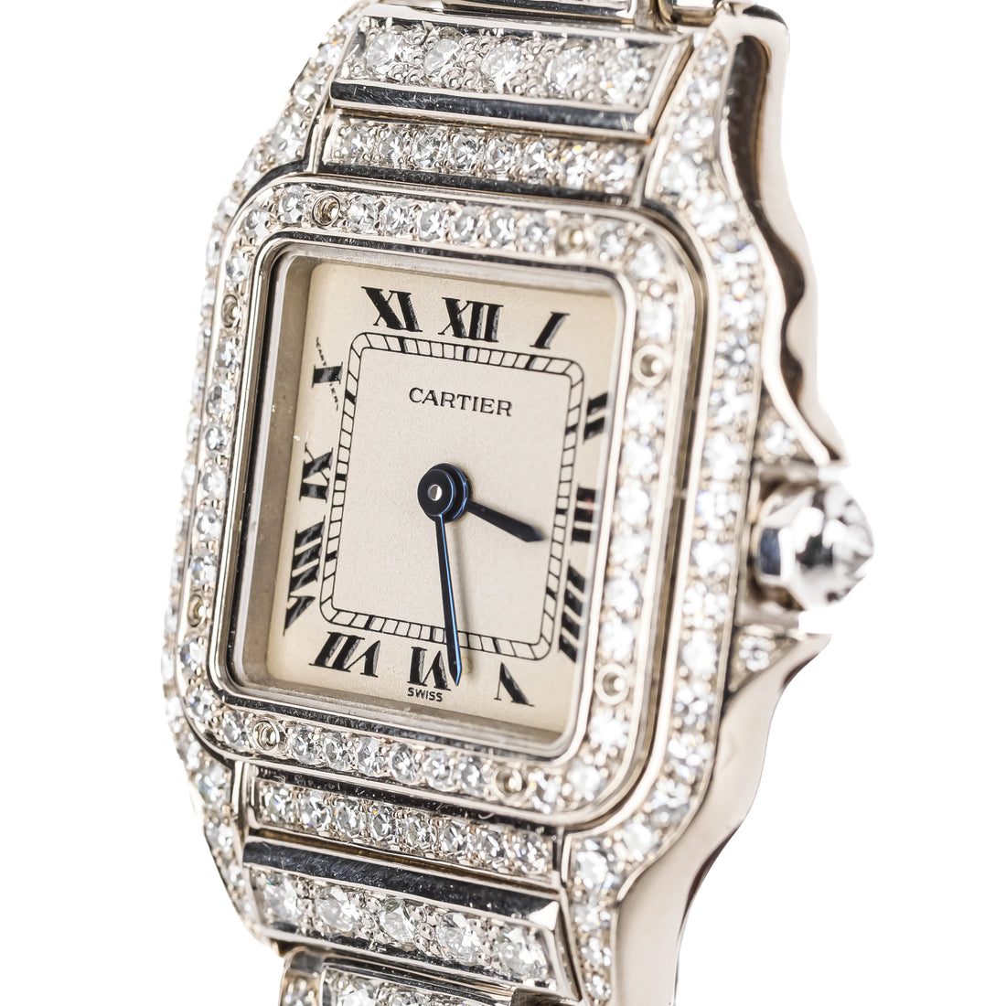 CARTIER 18K White Gold And Diamond Panthere Ladies Watch 22mm