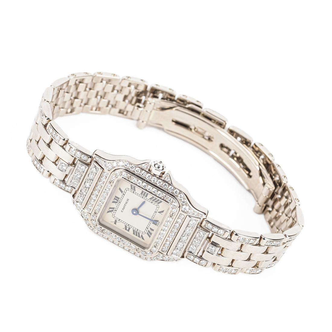 CARTIER 18K White Gold And Diamond Panthere Ladies Watch 22mm