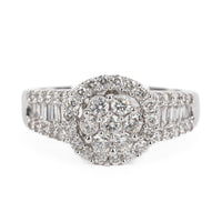 14K White Gold Baguette And Brilliant Diamond Ring