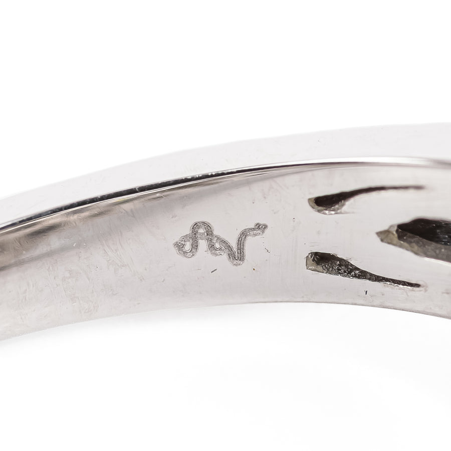 14K White Gold Baguette And Brilliant Diamond Ring