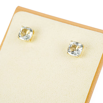 EFFY 14K Yellow Gold Cushion Shaped Green Amethyst Studs
