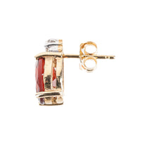 10K Yellow Gold Oval Garnet Diamond Studs