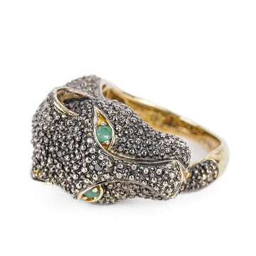 Vermeil Sterling Emerald Panther Ring