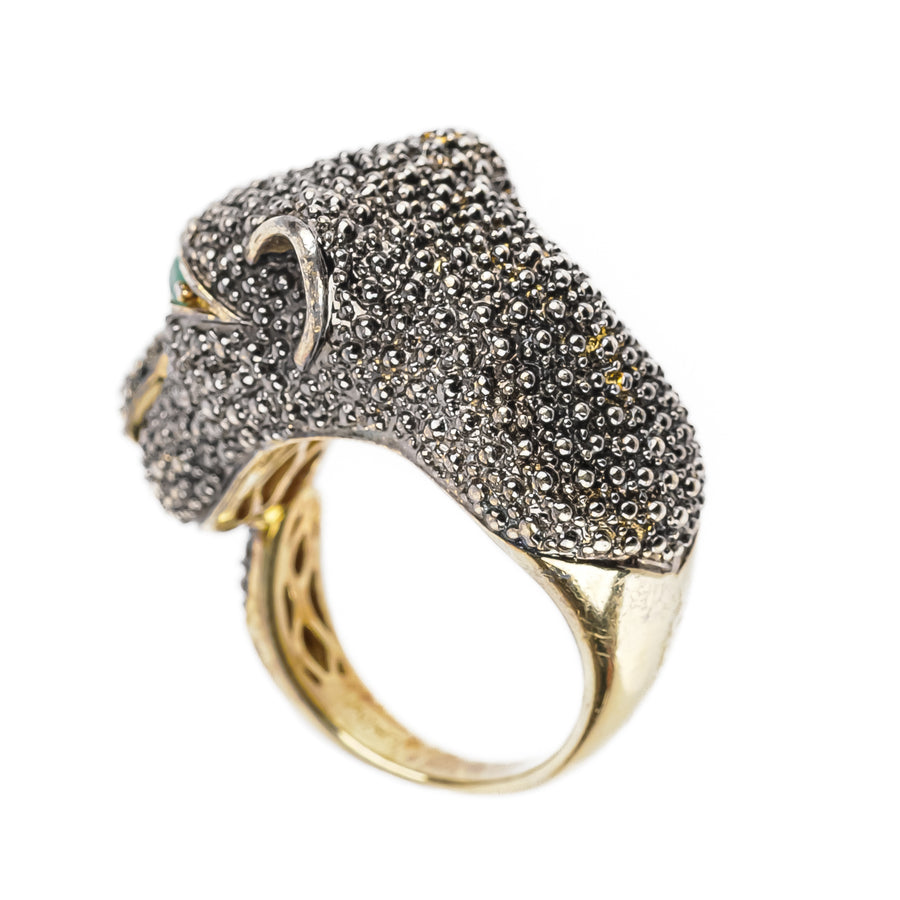 Vermeil Sterling Emerald Panther Ring