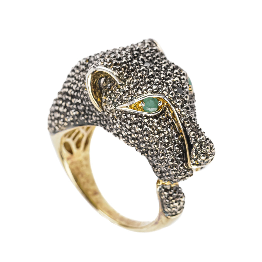 Vermeil Sterling Emerald Panther Ring