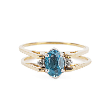 10K Yellow & White Gold Reversible Topaz Diamond Ring