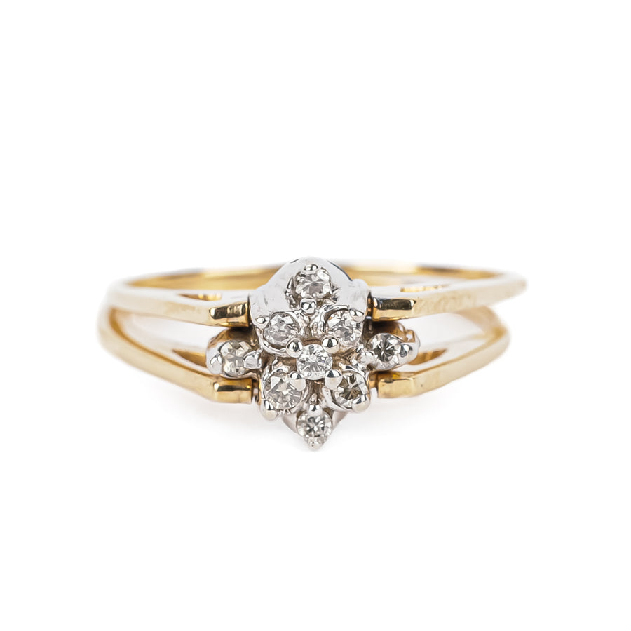 10K Yellow & White Gold Reversible Topaz Diamond Ring