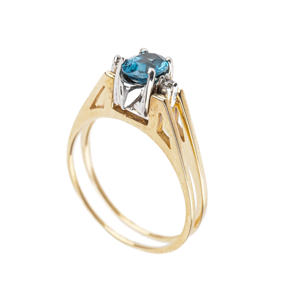 10K Yellow & White Gold Reversible Topaz Diamond Ring