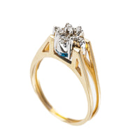 10K Yellow & White Gold Reversible Topaz Diamond Ring