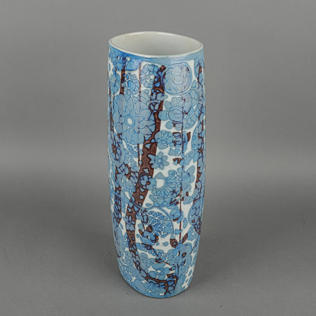 ROYAL COPENHAGEN Johanne Gerber Baca Blue Faience Vase 780/3101