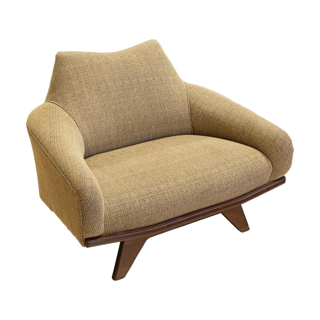 Vintage Wooden Framed Armchair With Taupe Upholstery
