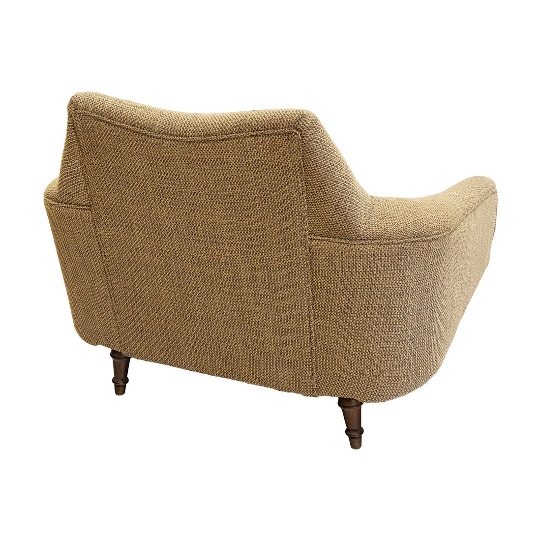 Vintage Wooden Framed Armchair With Taupe Upholstery