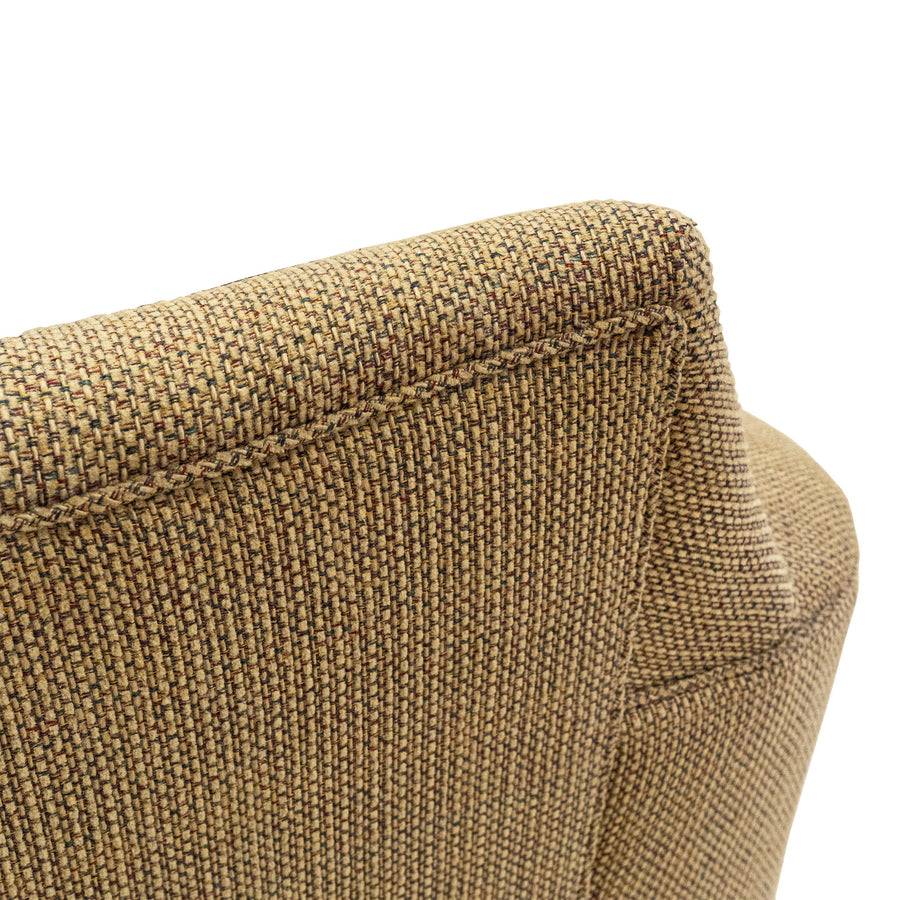 Vintage Wooden Framed Armchair With Taupe Upholstery