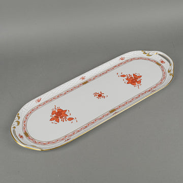 HEREND Chinese Bouquet Rust Sandwich Tray