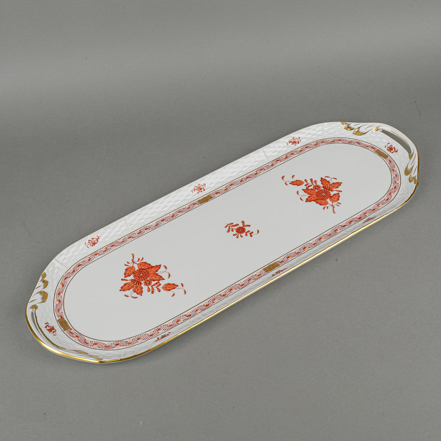HEREND Chinese Bouquet Rust Sandwich Tray