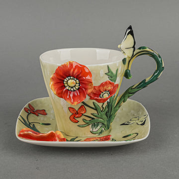 FRANZ COLLECTION Van Gogh Poppy Flower Cup & Saucer