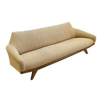 Vintage Wooden Framed Sofa With Taupe Upholstery