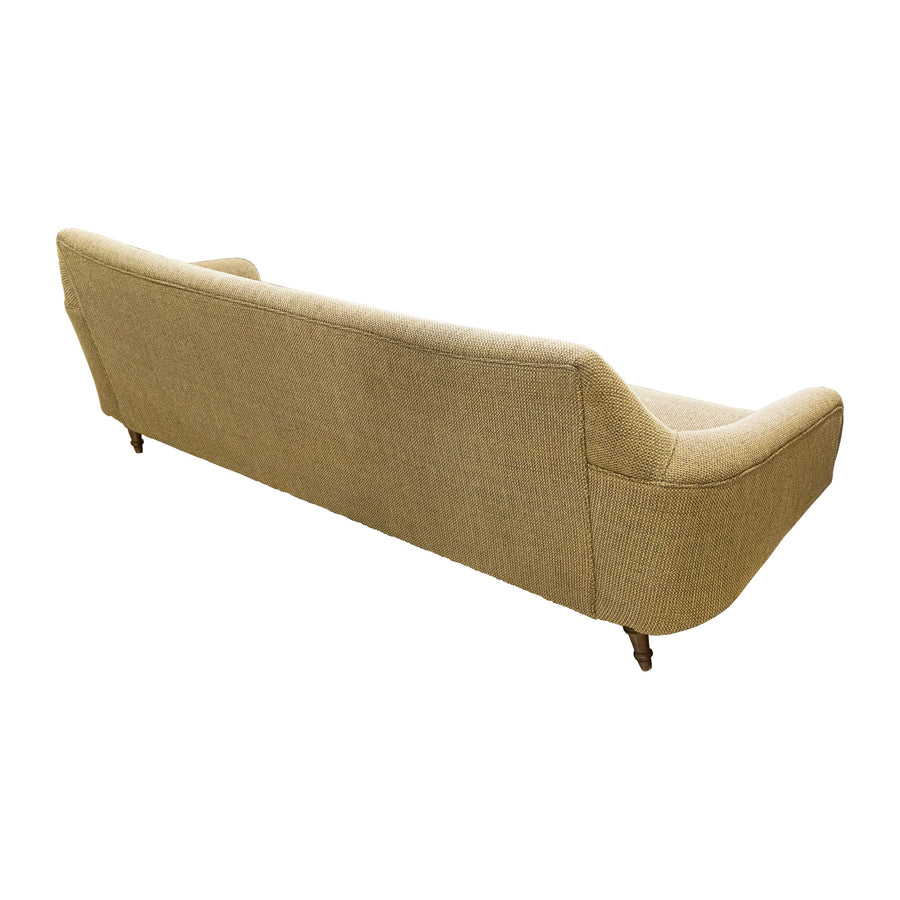 Vintage Wooden Framed Sofa With Taupe Upholstery
