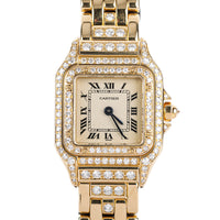 CARTIER 18K Yellow Gold Diamond Panthere Ladies Watch 22mm