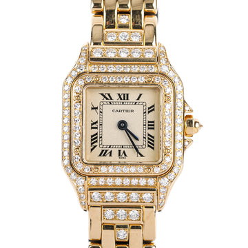 CARTIER 18K Yellow Gold Diamond Panthere Ladies Watch 22mm