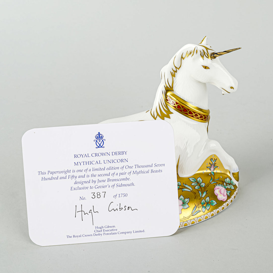 ROYAL CROWN DERBY Paperweight Mythical Unicorn
