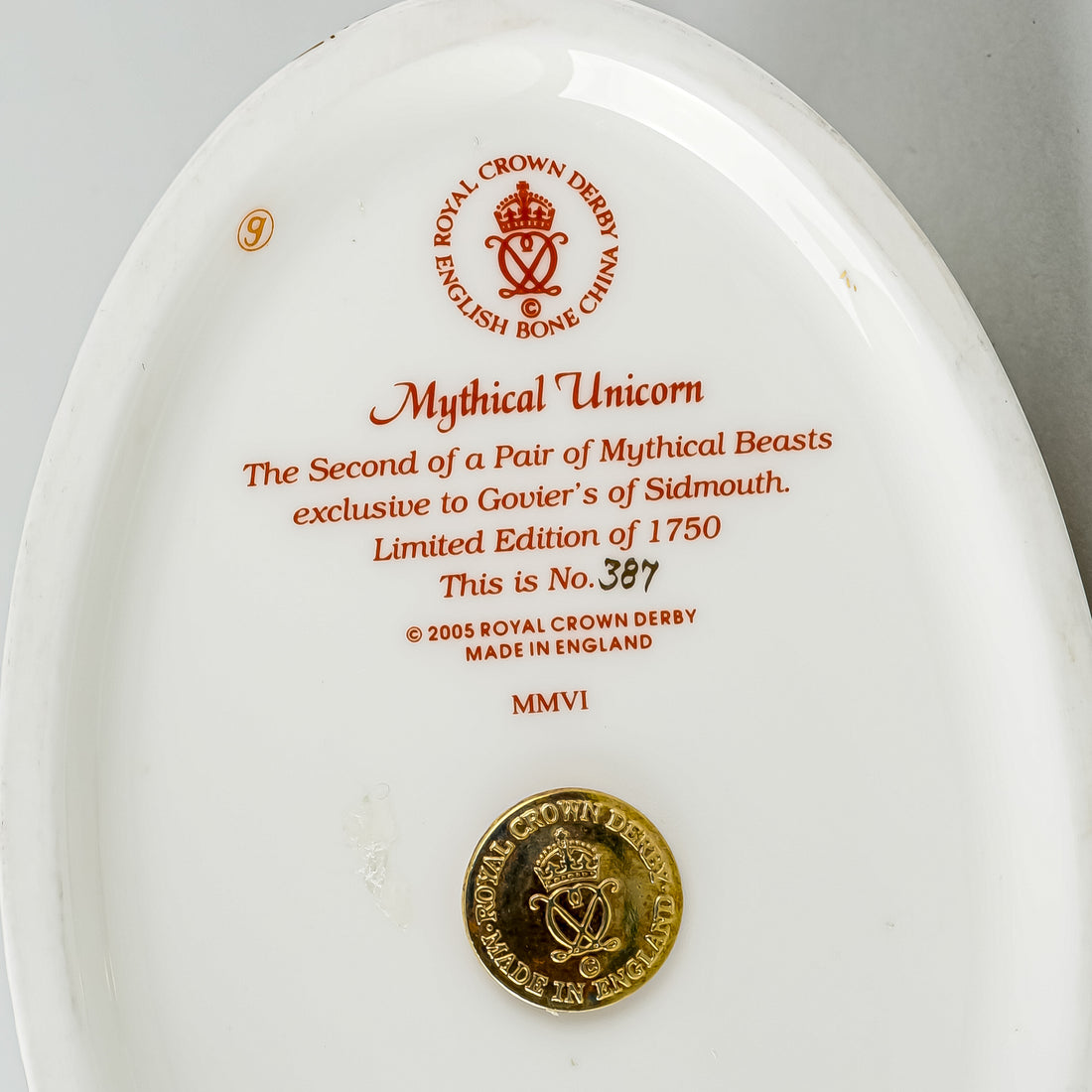 ROYAL CROWN DERBY Paperweight Mythical Unicorn