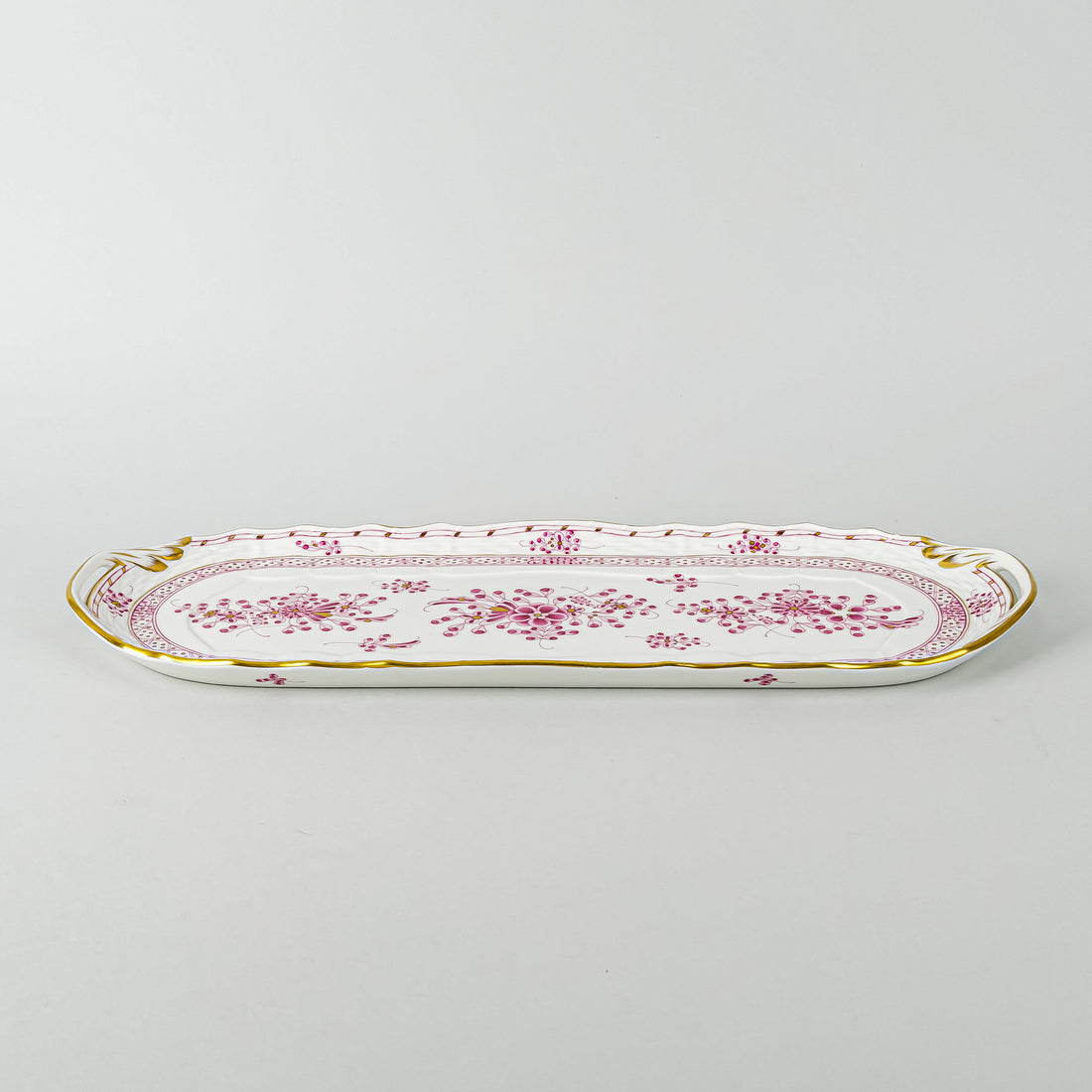 HEREND Waldstein Rose Sandwich Tray 1435