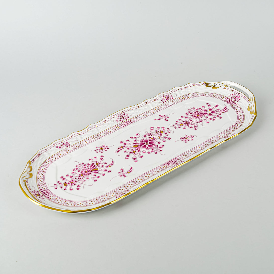 HEREND Waldstein Rose Sandwich Tray 1435