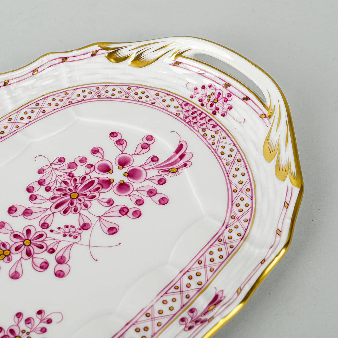 HEREND Waldstein Rose Sandwich Tray 1435
