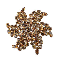 SHERMAN Brooch And Clips Set - Bronze Rhinestone